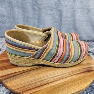 Dansko Vegan Cabana Multicolor Striped Woven Jute Heel Clogs Size EU 39 US 8.5-9